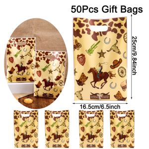 10/20/50pcs Cowboy Gift Bags Wild West Goodie Bags Treat Snack Candy Bags Western Theme Cowboy Party Favor Bags