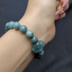 Q692 Vòng Lam Ngọc 8li mix hồ ly Lam Ngọc bi bạc không kén mệnh - Phong Thuỷ TUDO P