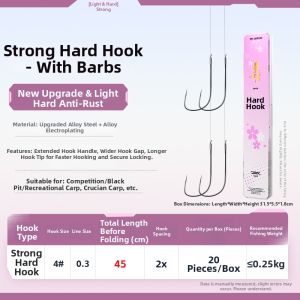 CHUANZE | Stiff Sharp Sleeve Shape Fish Hook Black Pit Carp Short Tandem Rig