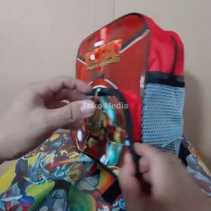 Tas Ransel Anak Sekolah Iron Man ukuran TK Dengan 2 Restleting Murah