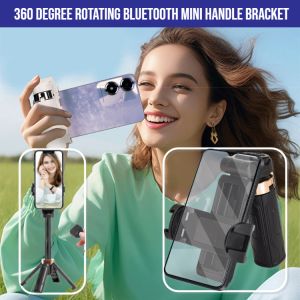 360 Degree Rotating Bluetooth Mini Handle Bracket Selfie Stick Extendable Phone Holder With Bluetooth   For Travel Video Photograph Live Streaming