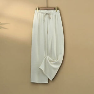 กางเกงขายาวทรงตรงผู้หญิง ฤดูใบไม้ร่วง/ฤดูหนาว กางเกงขายาวทรงหลวมสไตล์จีนใหม่ ผ้ากำมะหยี่หนา ระบายอากาศได้ดี ใส่สบาย