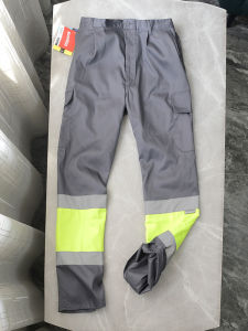 Export Spring and Summer Men Reflective Stripe Multi-Pocket Cargo Pants Plus Size Loose Auto Repair Labor Protection Warning Safety Work Pants