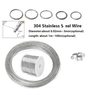 1-100m 304 Stainless Steel Soft/Hard Steel Wire Diameter 0.02-3mm Single Strand Lashing Soft/Hard Iron Wire Rust Prevention