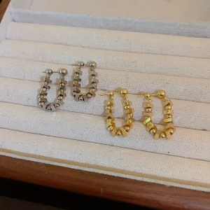 hikaw 18k saudi gold original earrings High grade crushed silver earrings for women Geometric Gold Earrings hypoallergenic