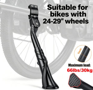 Adjustable Bicycle Kickstand Anti-Slip Foot Pad Bike Stand Leg for 22-26 Inch Wheels Fits Mountain Commuter Cargo Bicycles