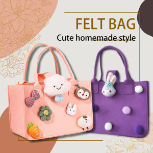 Women Tote Bags Korean Multicolour Felt Bag Cartoon Doll High Quality Hand Bag Travel Casual Bags