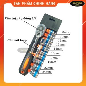 Bộ 12 Đầu Tuýp Và Cần SIết 2 Chiều 12 1/2 inch. Bộ Khẩu Sửa Chữa Xe Máy Chi Tiết Thép CR-V Cao Cấp HD Bộ Dụng Cụ Bộ Tuýp Xiết Mở Ốc 12pcs