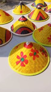 Caping bambu topi petani lukis - tudung topi petani lukis dekorasi aesthetic