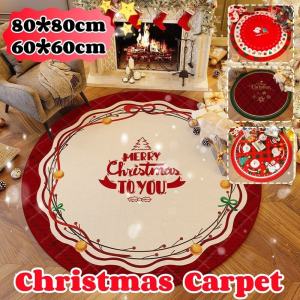 Christmas Carpet Round Cotton Non-slip Carpet Christmas Tree Skirt Mat Festival Bedroom Decoration
