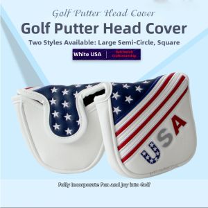 Waterproof USA Flag Patchwork Embroidery Large Semi-Circular Square Design Putter Cover