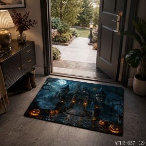 VIKAMA Gothic Ghost Castle Doormat Soft Non Slip Welcome Rug Indoor Outdoor Halloween Decor