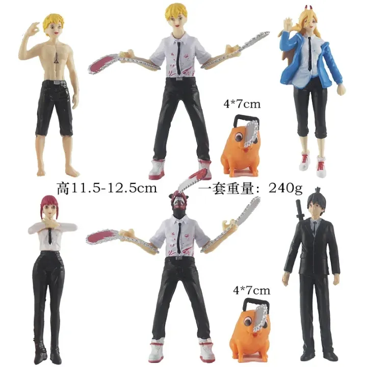 In Stock 8pcs/set Anime Chainsaw Man Action Figures 11.5cm Pvc Model Overcome Evil Chainsaw Demon Dog The Second Version Collection Kids Toy