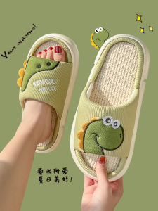 Linen Slippers Indoor Outdoor Soft Thick Bottom Mens Summer Slippers Anti-Slip Home Use Couple Slippers Spring Autumn