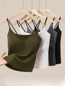 MiiOW | Áo ba lỗ Modal Catwoman dành cho nữ mùa hè 2025 Áo ba lỗ cổ chữ V màu trắng che vai đôi Áo ba lỗ cơ bản thoải mái