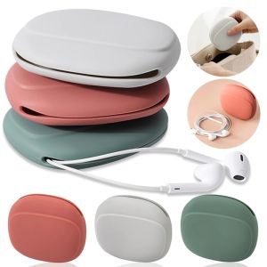 New Portable Data Cable Headphone Storage Box Simple Mobile Phone Data Cable Organizing Bag Silicone Storage Box Cute coin purse