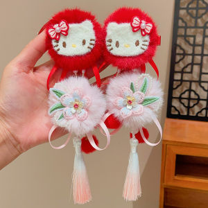 Adorable Plush Hair Accessories for Girls New Year Celebration Red And Pink Hair Clips Baby Girls Headwear Childrens Fashion