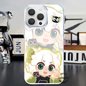 Aurora GOLD iPhone 16 pro Max Comic Artwork Little Blacks Character Silicone Protective Phone Case Dual-layer Structure