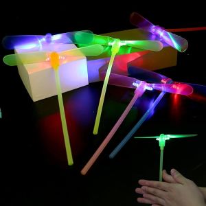 5Pcs Novelty Plastic Bamboo Dragonfly Propeller Luminous Hand Rub Kids Outdoor Toy Tradition Nostalgic Toys