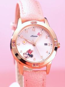 (With Box/29mm)100% Authentic Disney Watch for Girls Minnie 30M Waterproof Quartz Watch Shockproof Leather Strap Birthday Gift Sofia Elsa MK-14136 / MK-14137 / SF-54200