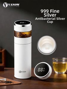 Vanow | Insulated Tea Water Separation Cup 999 Pure Silver Lining