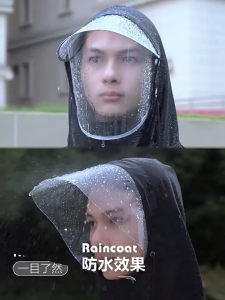 Waterproof Hooded Motorcycle Raincoat Long Full-Body Rainsuit for Adults–Heavy Duty Oxford Fabric with Double Brim Hood