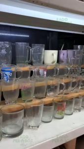 Gelas Kopi Besar - Gelas Es Gendut - Gelas Kaca Jumbo - Gelas Gagang Kaca Gelas Air Minum 420 ml M1551 Gelas Teh Gendut
