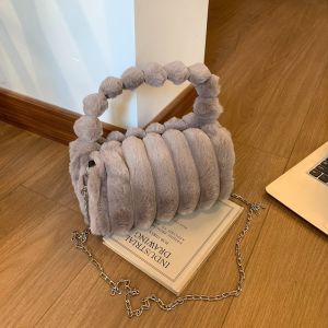 Chic Plush Shoulder Crossbody Bag Womens Handbag Commuter Tote Bag Fashionable Versatile Single Strap Satchel Handbag