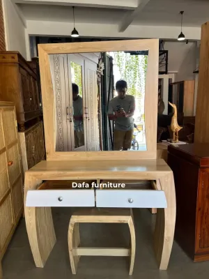 Meja Rias Minimalis 2 Laci Kayu Jati