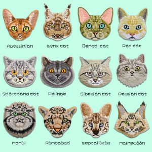 Cute Cat Head Embroidery Patch DIY Decorative Self-Adhesive Sticker for Backpack Scarf Mobile Journal Book