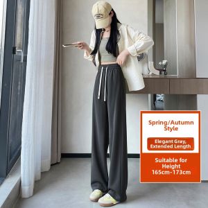 LANGPIN | High Waist Wide Leg Pants Womens Summer Cool Drapey Loose Casual Trousers Extra Long Floor Length Ice Silk Rice Noodle Pants