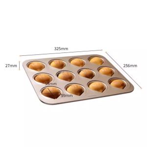 Mold Nướng Bánh 12 Lỗ Bằng Thép Cacbon Chống Dính Ba Năng Phong Cách Pháp Dùng Để Nướng Bánh Bột Nướng Bơ Bánh Mì