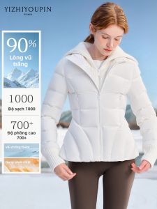 Áo Khoác Nữ Mùa Đông Ngắn 90% Lông Vịt Trắng Đan Kim