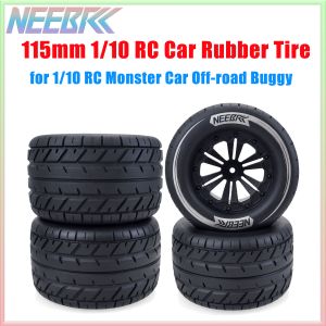 NEEBRC 4PCS 115mm 1/10 RC Car Rubber Tire Wheel Tyre 12mm Hex for RC Monster Off-road Buggy Redcat HPI Traxxas Savage XS TM
