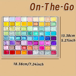 72-color pearlescent watercolor paint set - bright shining professional coverage light fastness - flash solid pigment