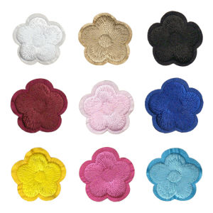 9Pcs Solid Color Flower Embroidery Iron On Patches Clothes Hole Cover Decor Stickers Garment Bag DIY Clothing Accessory Applique