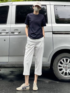 New Hand-Ironed Pants Straight Leg Seven-Foot White Womens Simple Slimming Casual Trousers Non-Wrinkle Polyester Fiber