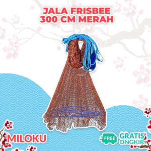 Miloku Jala Jaring Lempar Frisbee 300 CM Benang Ban Merah Mesh Pancing Penangkap Perangkap Ikan Udang Kepiting Piring Bulat Fishing Throw Net Cage