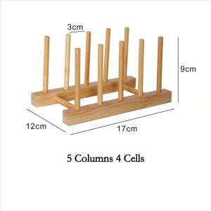 Wooden Plate Rack Kitchen Dishes Stand Plate Dish Drying Rack Cutting Boards Cups Organizer Shelf Multifunctional Display Stand