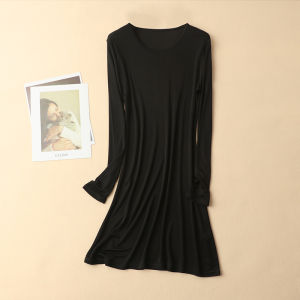 Casual Mulberry Silk Long Sleeve Dress for Women Loose Fit Round Neck Sleepwear Perfect for Fall and Winter Ideal for Home and Outerwear