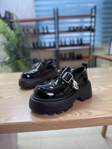 British Style Womens Fashion High Heels Thick Bottom Chunky Heel Leather Single Shoes Comfortable Spring Summer Seasonal Loafers