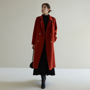 DUSHU | Plus Size Wedding Ready Red Wool Coat