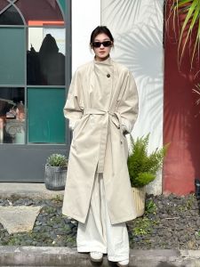 เสื้อแจ็คเก็ตผู้หญิงทรงหลวมคอตั้งยาวฤดูใบไม้ร่วงและฤดูหนาวสีพื้นเสื้อคลุมกันหนาวแบบลำลองสำหรับการเดินทางไปทำงาน