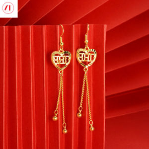 XT Jewellery Korea 24k Love Earrings Tassel Women Hollow Out 916 Original Gold Plated