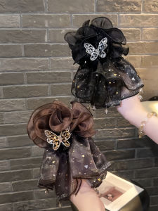 Autumn Gold Foil Butterfly Hair Clip Womens Luxury Sensation Shark Jaw Hair Clip Stylish Hair Accessories for Daily Use