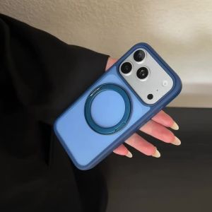 360 Rotating Fold Bracket For Magsafe Phone Case For iPhone 17 16 15 14 13 Pro Max Magnetic Charging Transparent Matte Cover