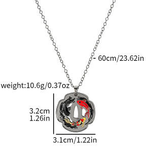 Bandai | Tri-color yin-yang koi pendant necklace black hollow necklace perfect for friends who love fish