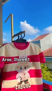 oneset LABUBU topi VIRAL Setelan LABUBU Anak Perempuan celana Joger Kargo Usia 3 sampai 12 tahun