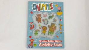 Animals Metallic Bubble Stickers Activity Book With Fun Mazes Dot to Dot Word Search & More For Kids