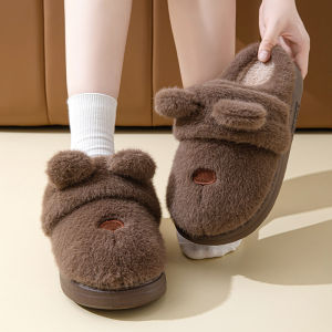 Two-Way Wear ~ Cat Bows Ins Cotton Slippers Female Winter Interior Home Thick Bottom and Warm Keeping Couple Stuffed Confinement Shoes